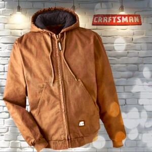Craftsman Hooded Canvas Bomber Workwear Jacket